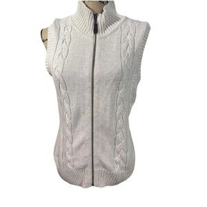 Pendleton KnIt Sweater Vest Ivory Size Small Zip Cotton